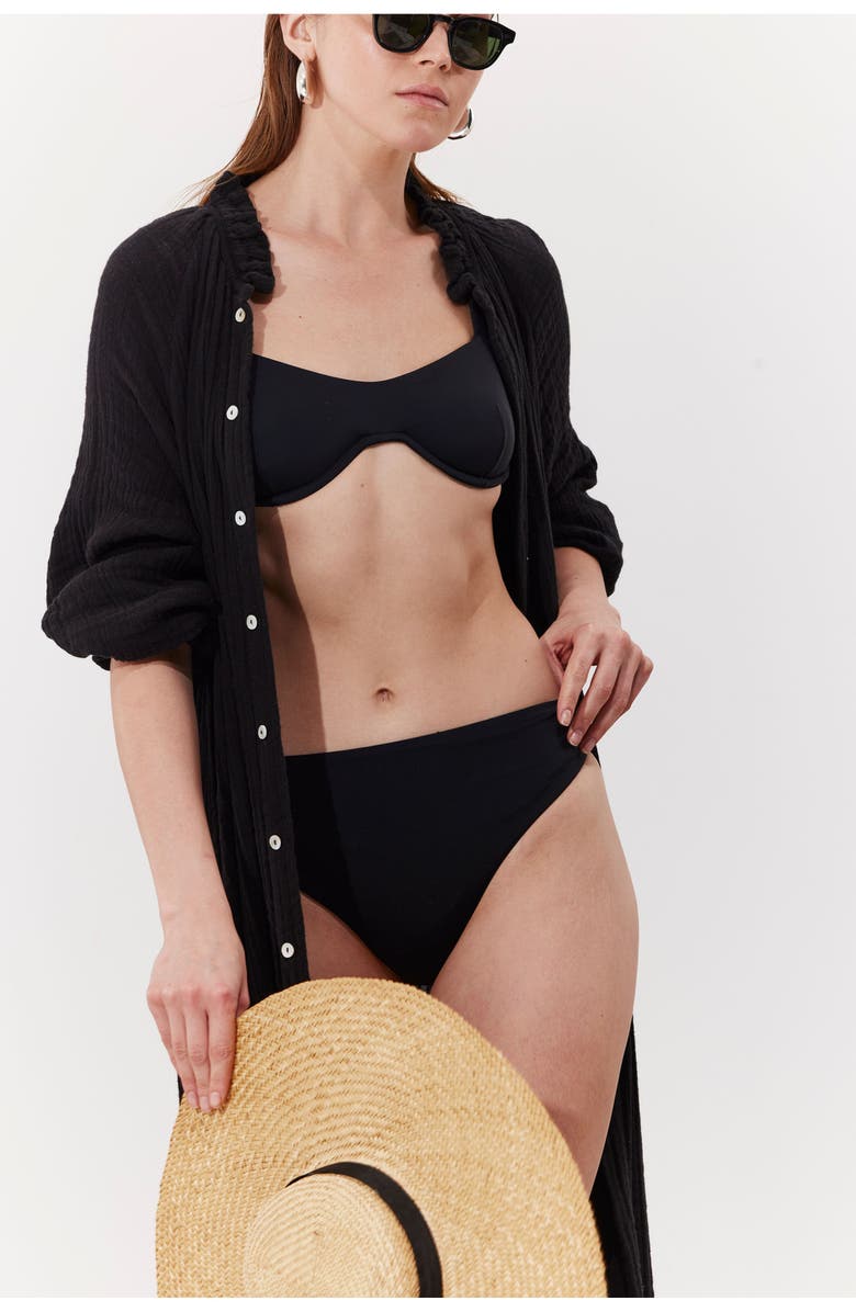 Gottex Beach Life Cloudshore Ruffle Collar Dress Cover-Up, Alternate, color, Black