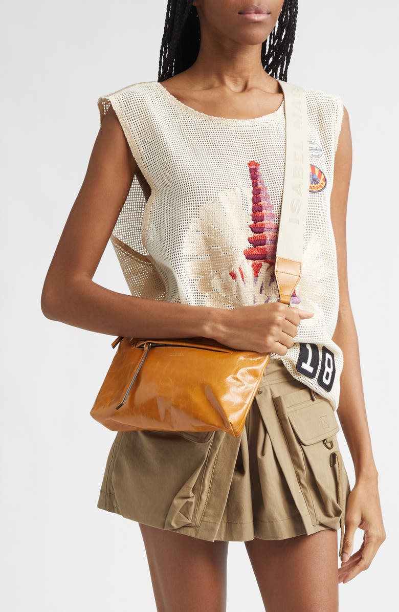 Isabel Marant Nessah Wardy Leather Crossbody Bag, Alternate, color, Honey