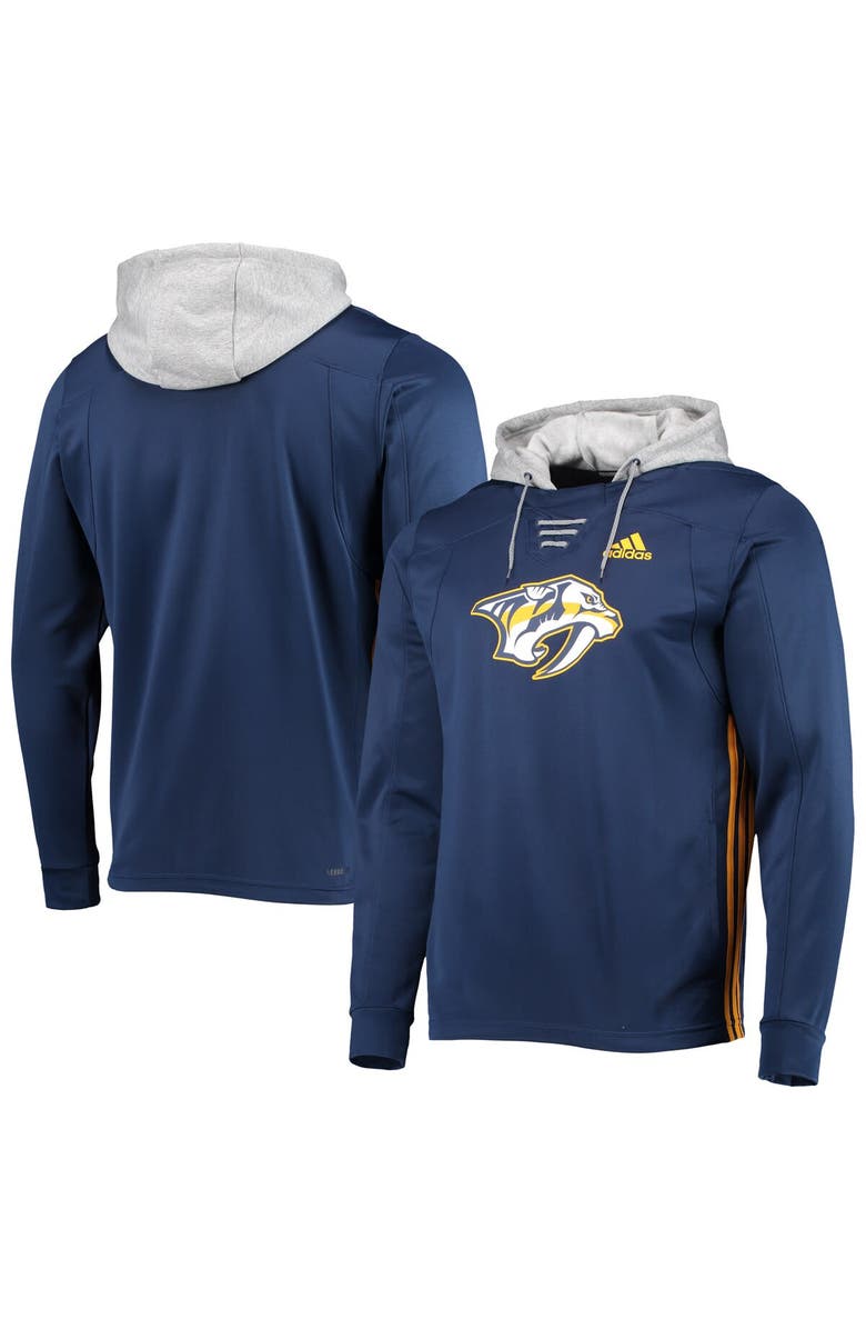 adidas Men's adidas Navy Nashville Predators Skate Lace AEROREADY Pullover Hoodie, Main, color,