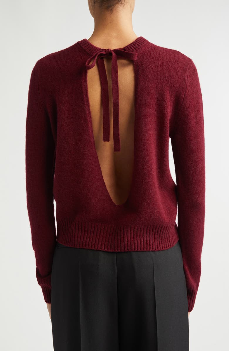 Marni Open Back Logo Sweater, Alternate, color, 00R79burgundy