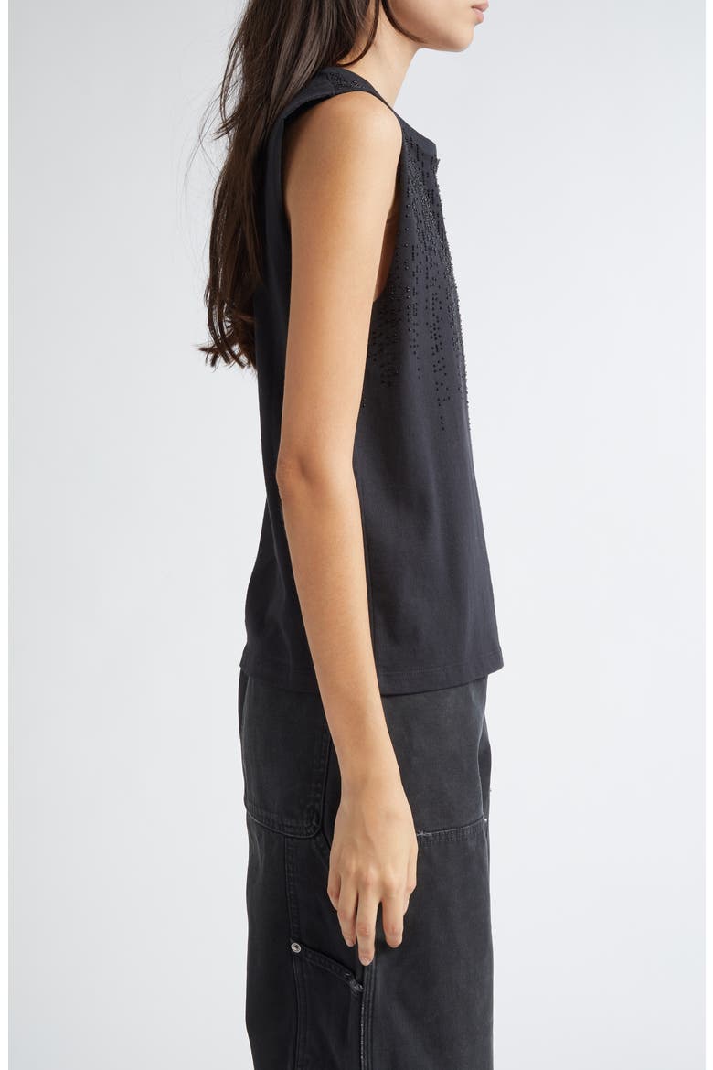 Journey Embellished Cotton Tank, Alternate, color, BLACK