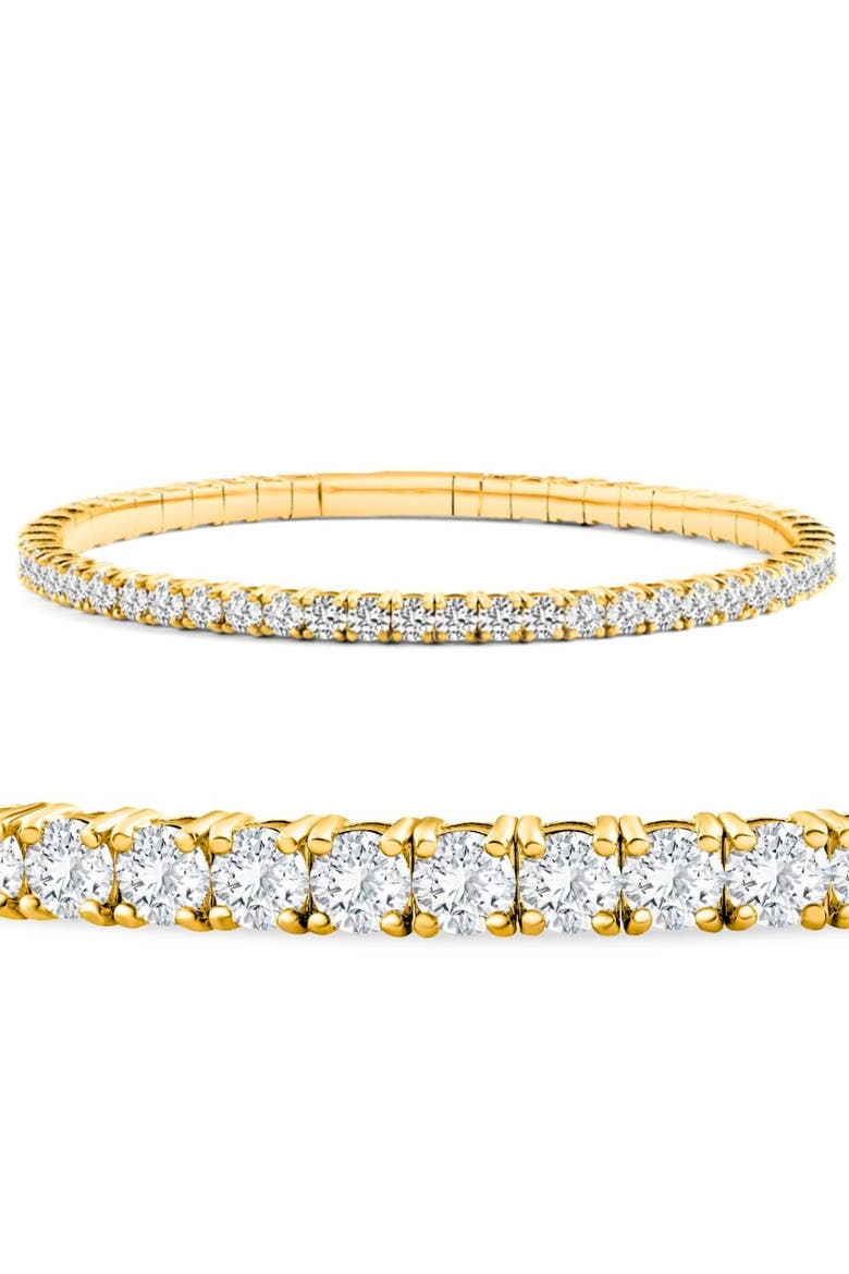 3Ct Flexible Round Cut Diamond Bangle Tennis Bracelet Lab Grown 14k Gold, Main, color, Yellow Gold