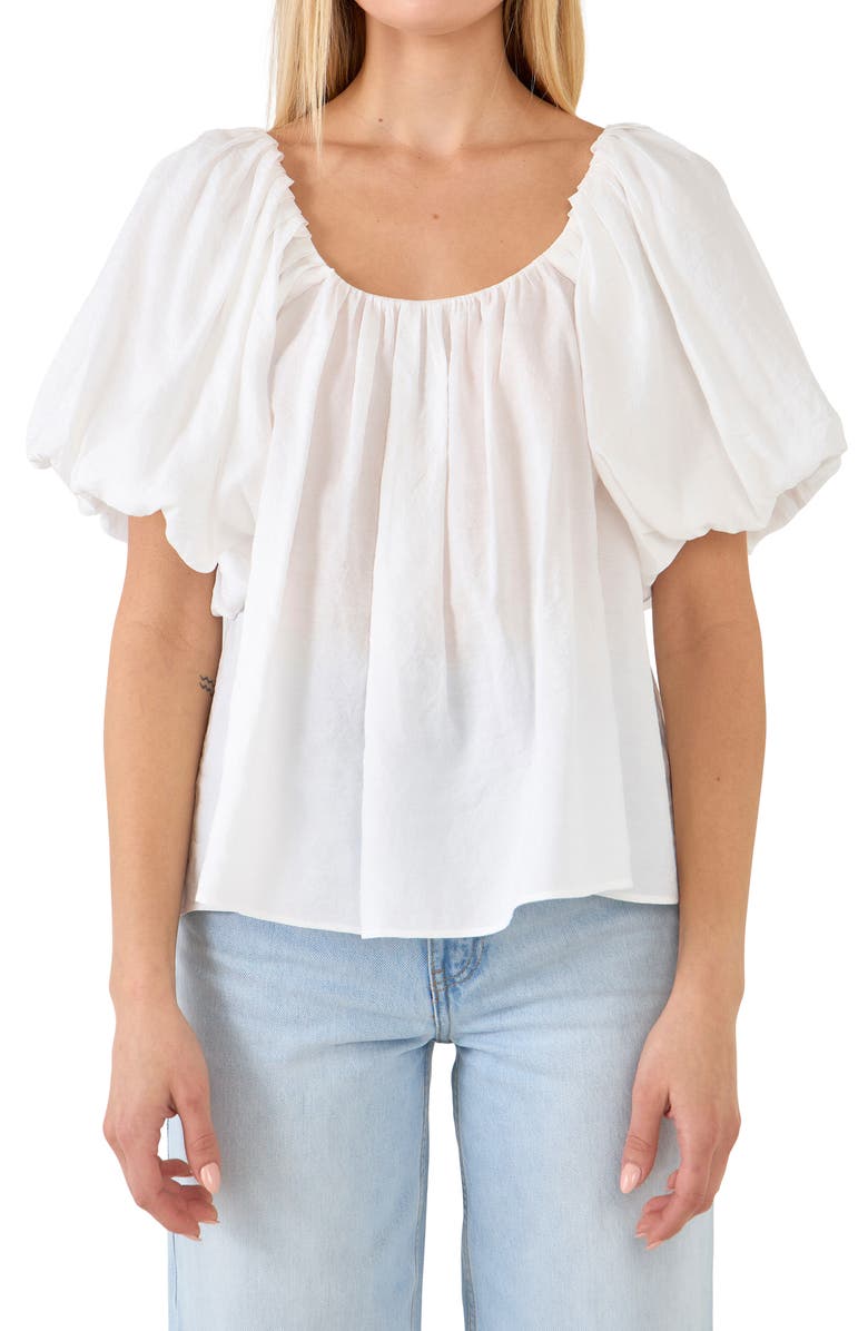Endless Rose Pleated Puff Sleeve Blouse, Main, color, 