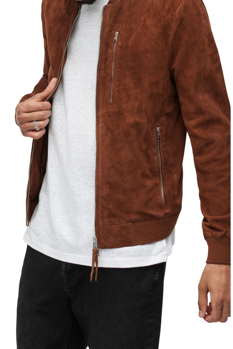 Kemble Suede Bomber Jacket, Alternate, color, AGED WALNUT BROWN