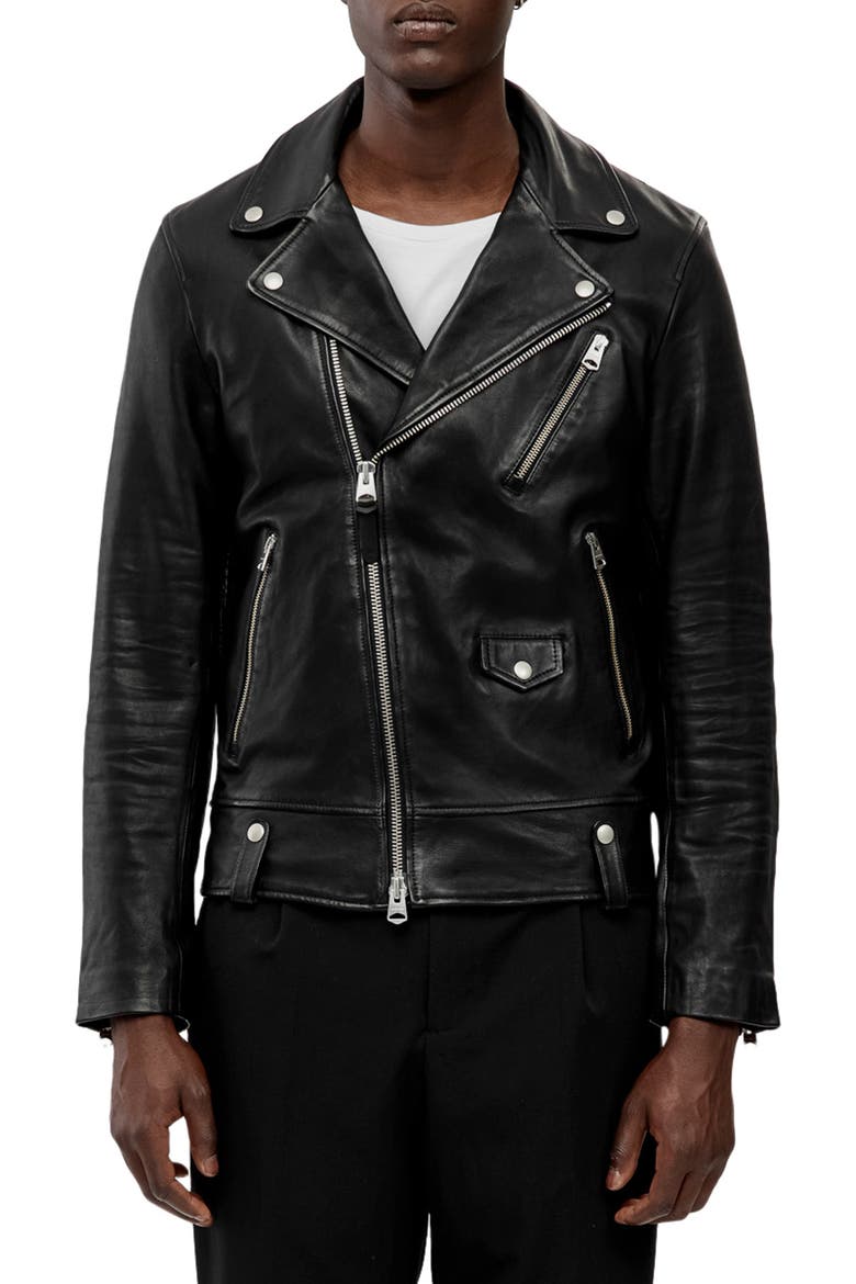 Men's Finn Leather Moto Jacket, Main, color, BLACK
