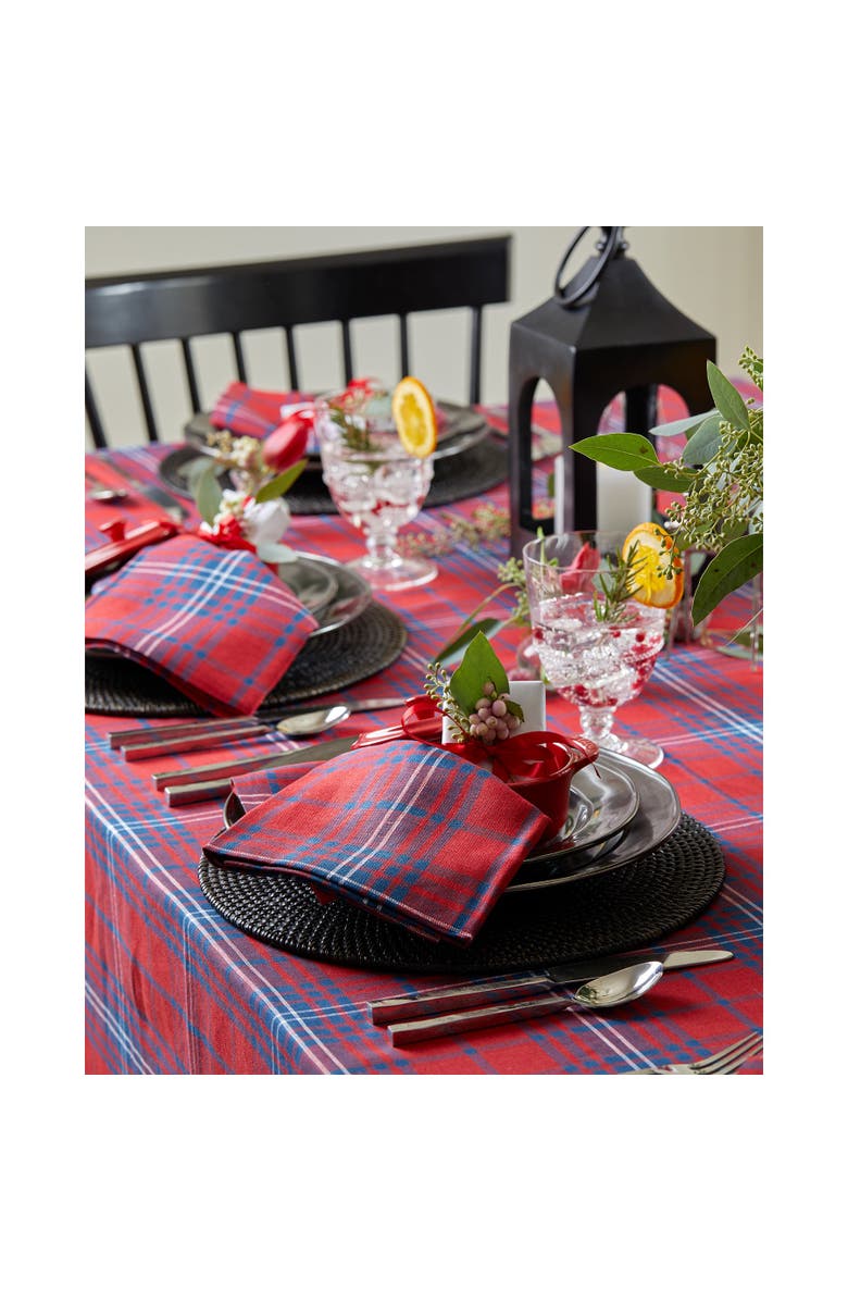 Solino Home Linen Dinner Napkins - Red Tartan Plaid, 20" x 20", Alternate, color, Red And Navy