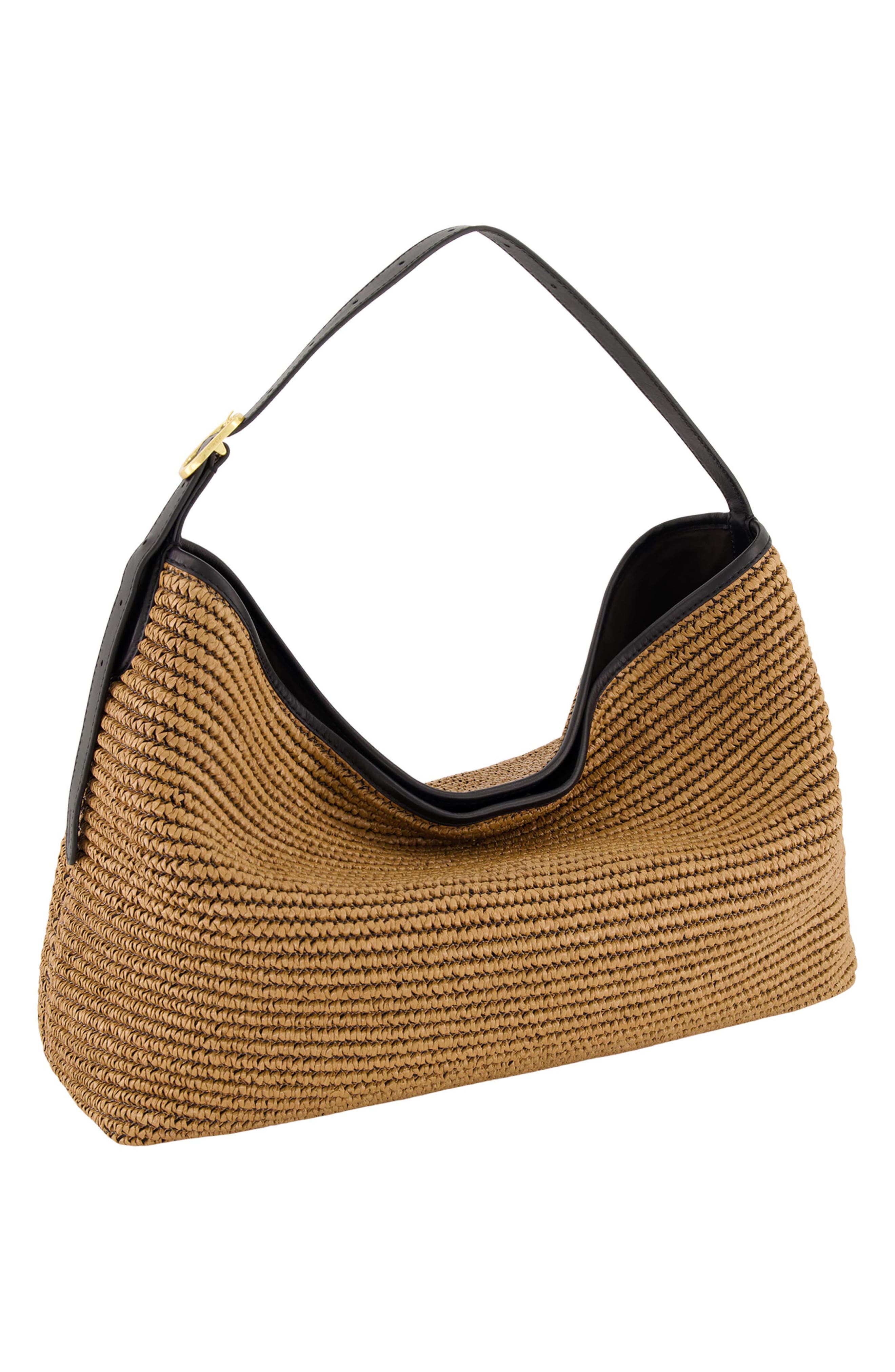 Medium Vivian Raffia Hobo Bag, Alternate, color, LATTE