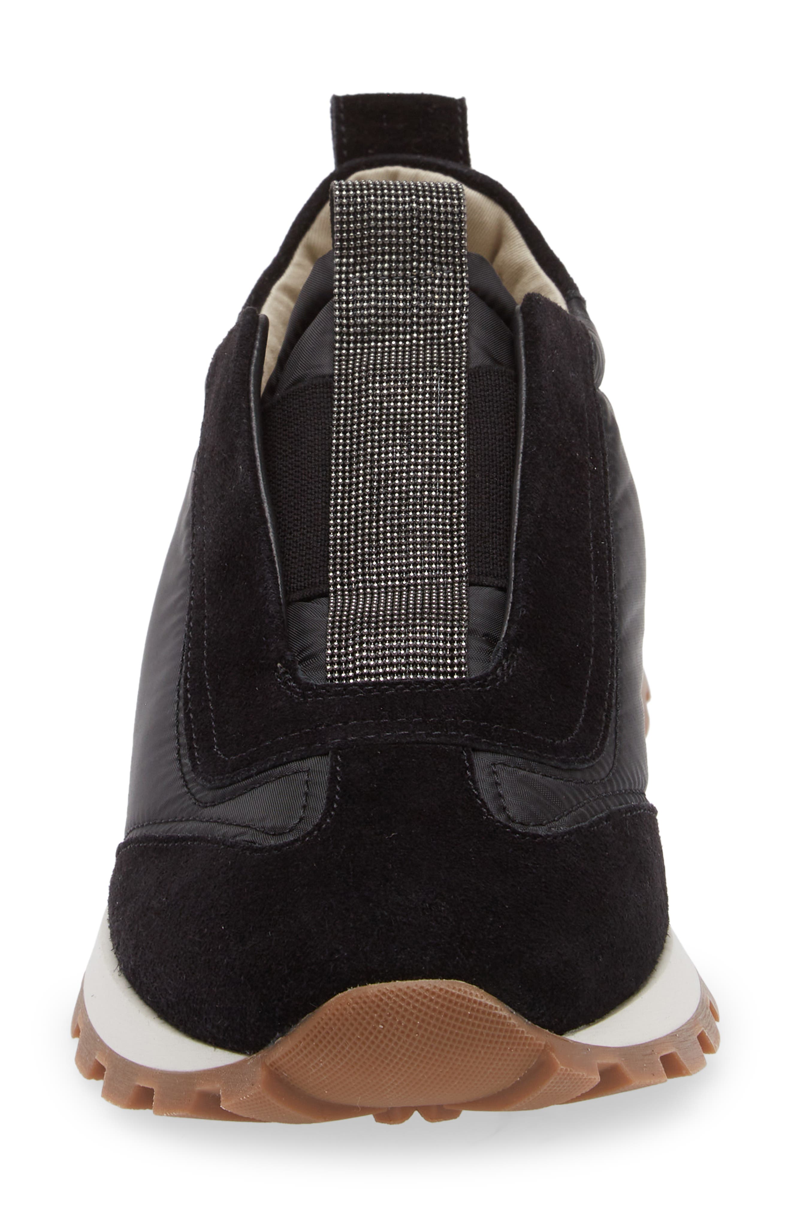 Brunello Cucinelli Monili Trim Runner Sneaker, Alternate, color, Black