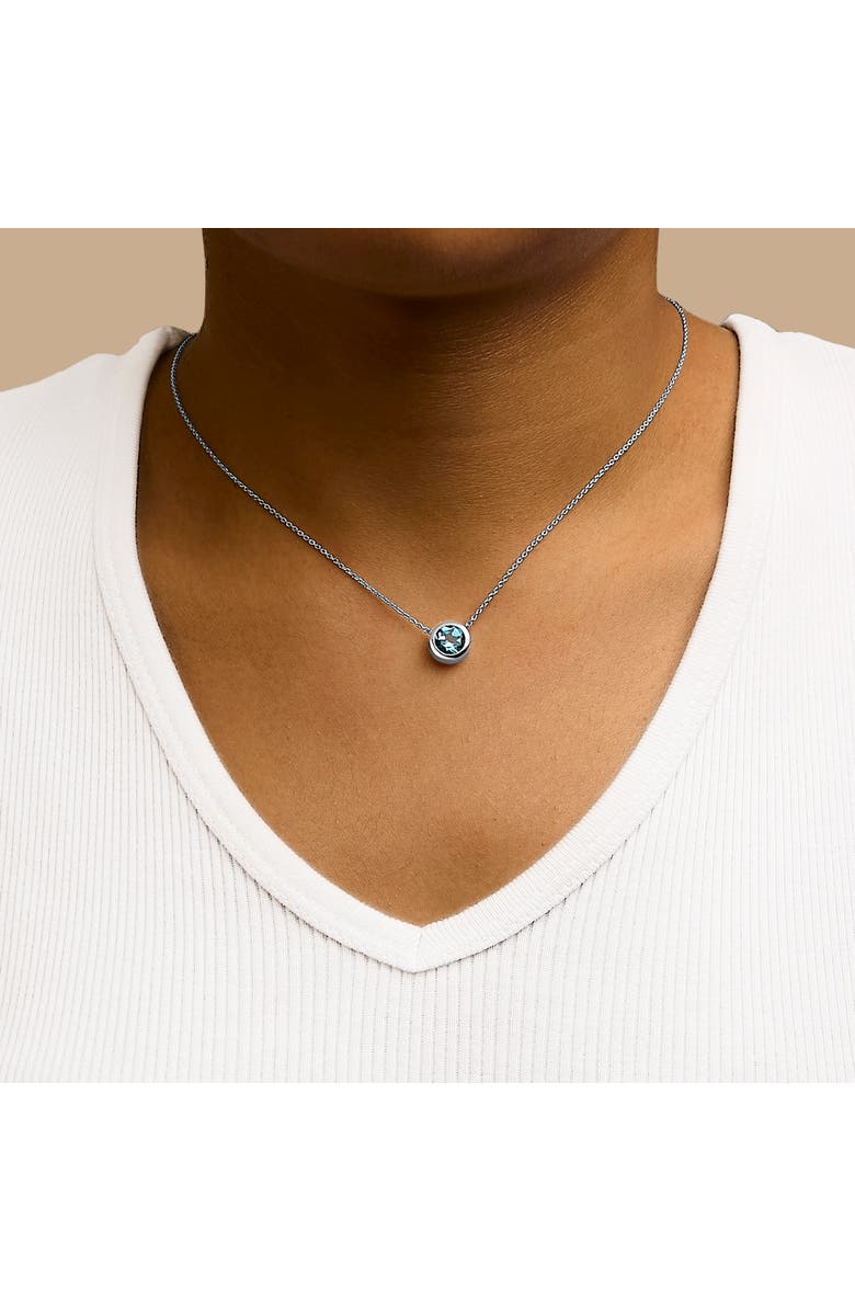 Haus of Brilliance .925 Sterling Silver 7MM Bezel Set Created Gemstone Pendant Necklace - 18" Inches, Alternate, color, Blue Topaz