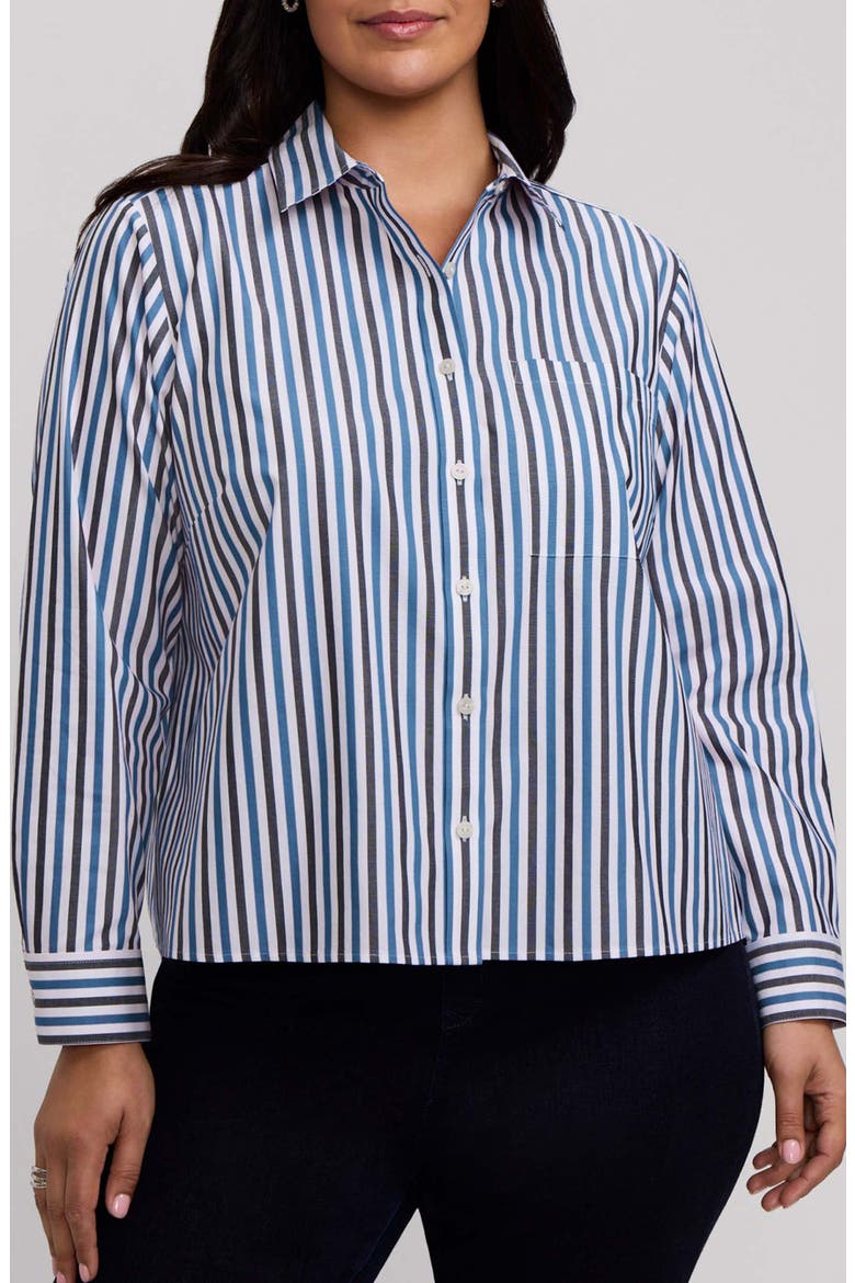 Jodie Stripe Cotton Button-Up Shirt, Main, color, INDIGO BLUE/ MULTI
