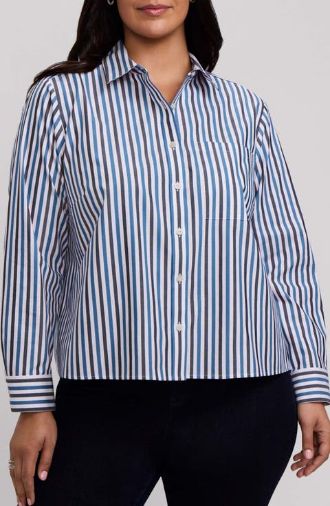 Jodie Stripe Cotton Button-Up Shirt