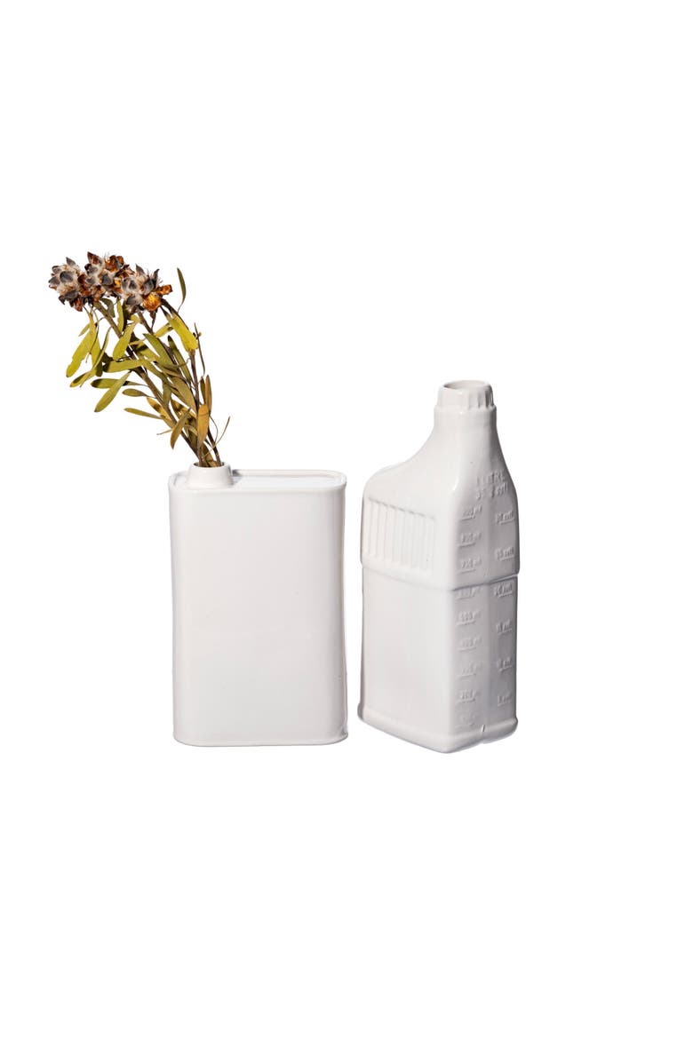 Oil Can Shaped Flower Vase, Alternate, color, White