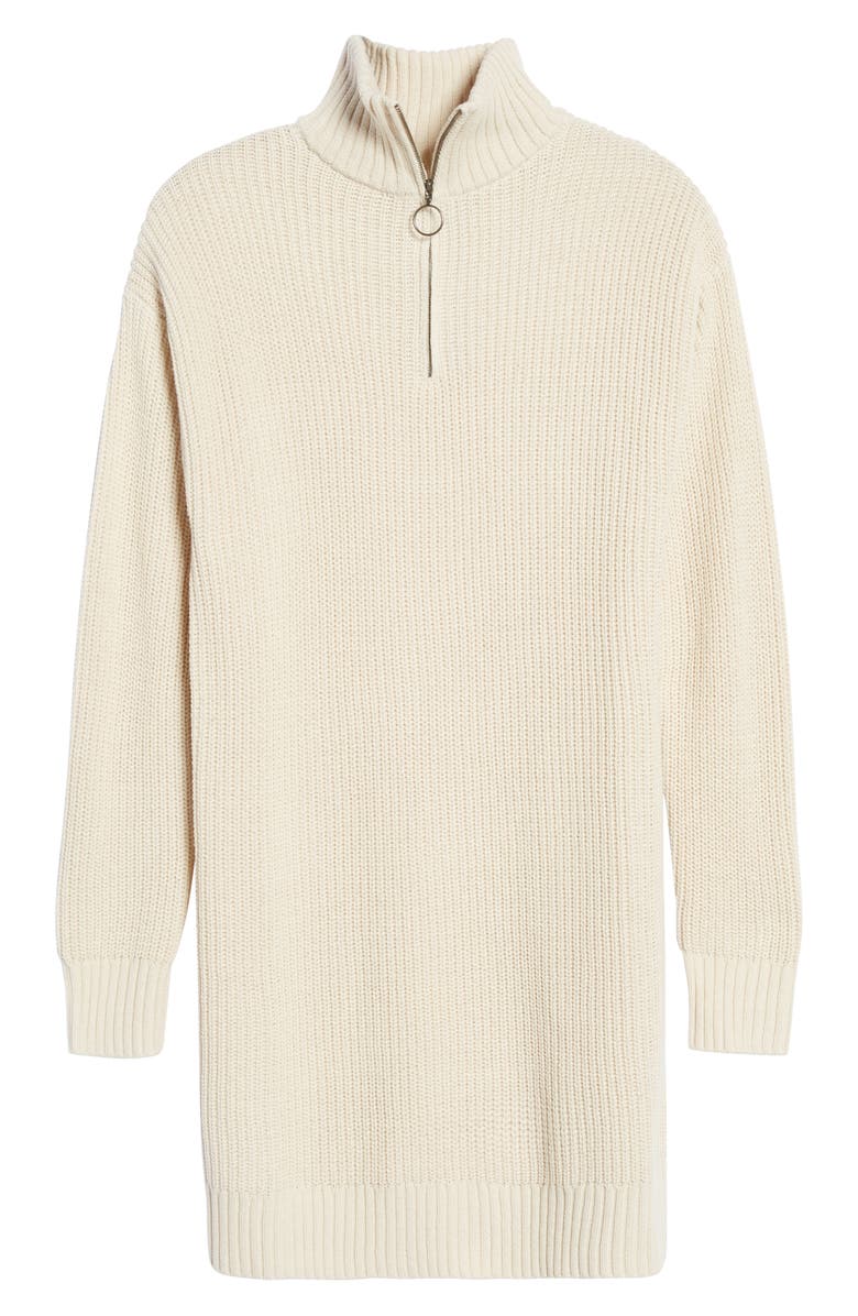 BP. Sporty Quarter Zip Long Sleeve Sweater Dress, Alternate, color, 