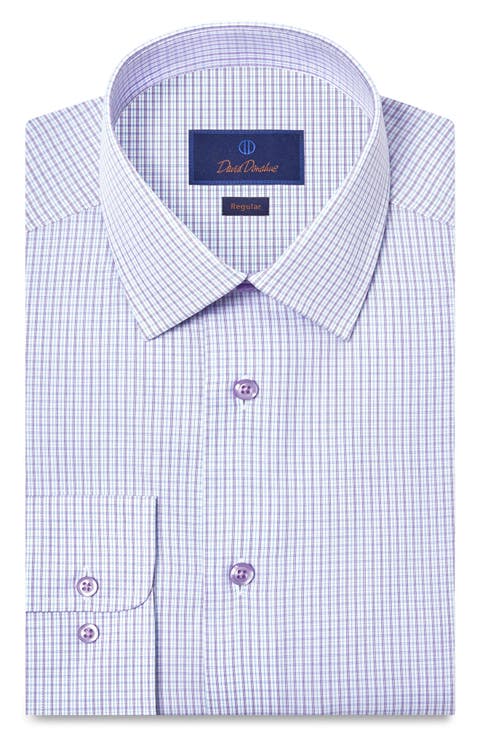 Regular Fit Check Cotton Poplin Dress Shirt