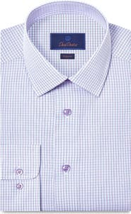 David Donahue Regular Fit Check Cotton Poplin Dress Shirt