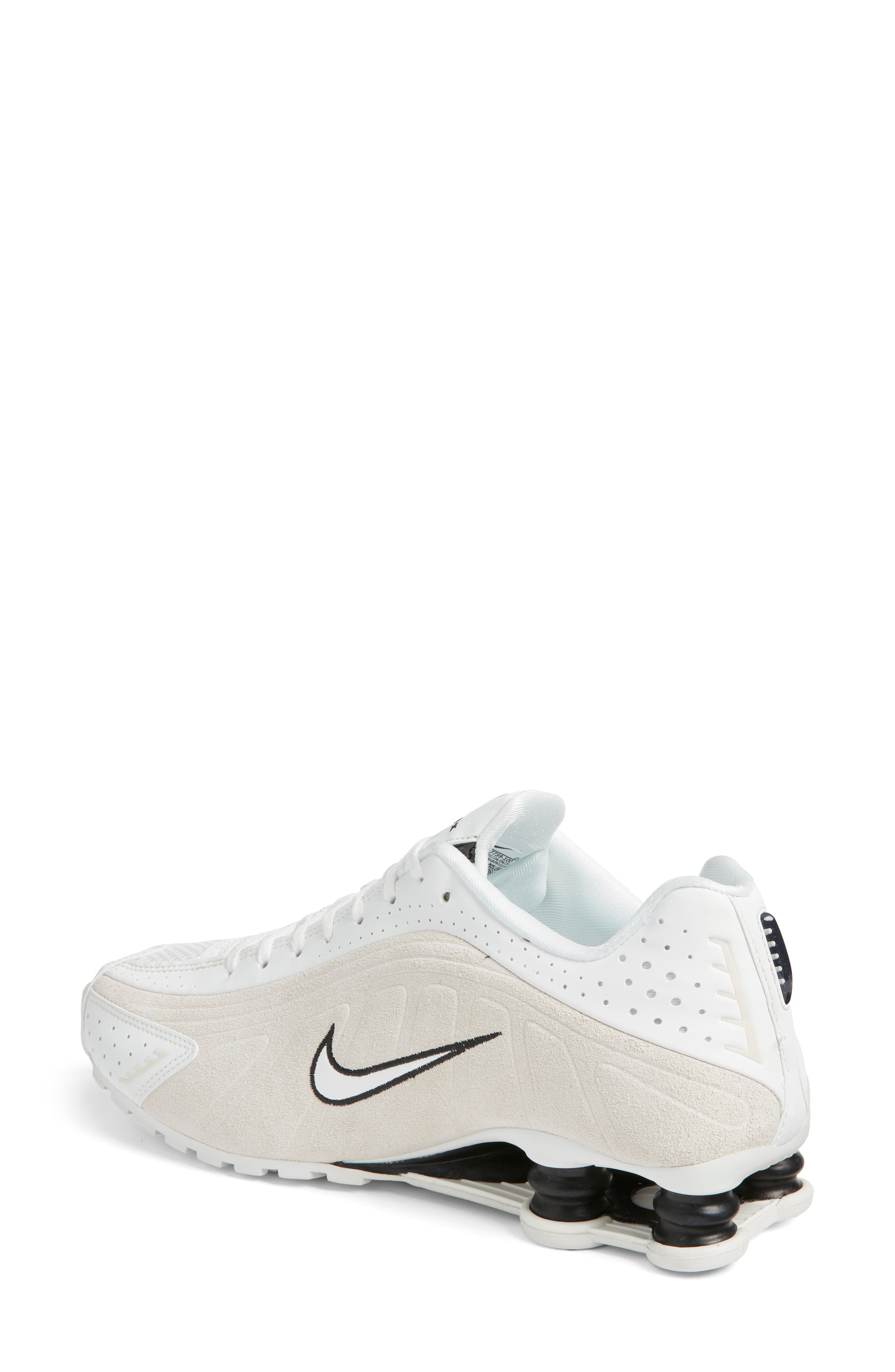 Nike Shox R4 Sneaker, Alternate, color, Summit White/ Black/ Brown