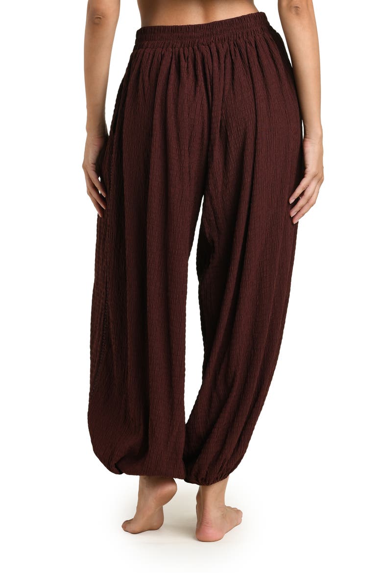 Puckered Up Crochet Detail Cover-Up Balloon Pants, Alternate, color, JAVA
