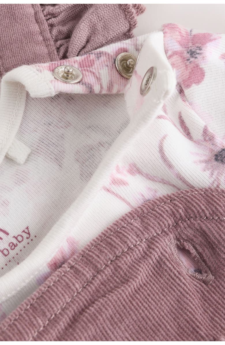 NEXT Corduroy Long Sleeve Bodysuit, Romper & Socks Set, Alternate, color, Pink