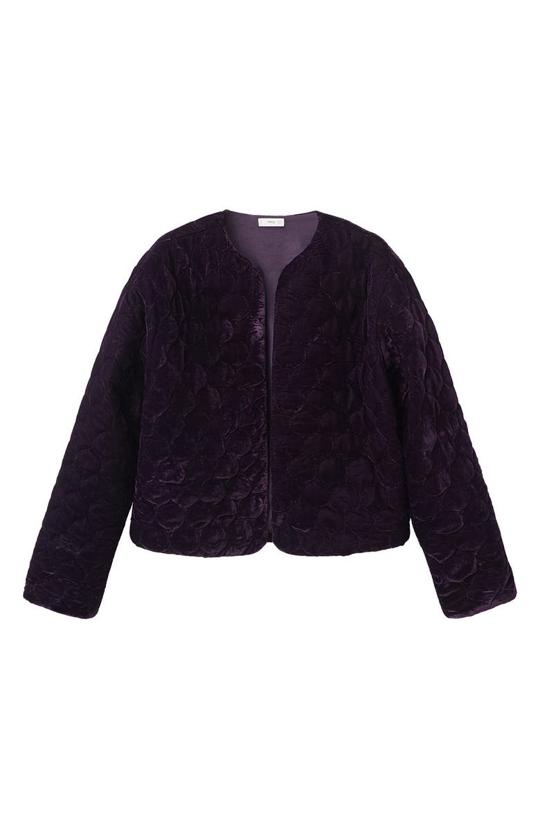 MANGO TEEN Quilted Velvet Jacket, Main, color, Maroon