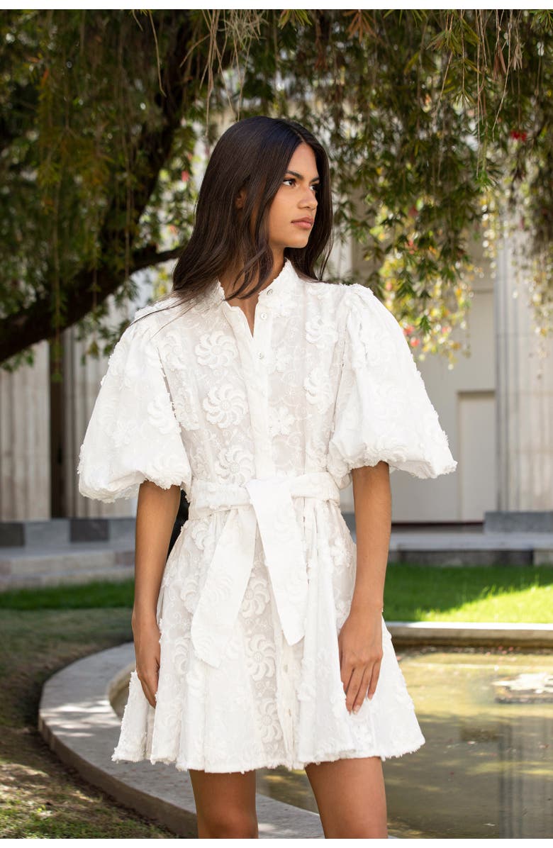 NO PISE LA GRAMA Bromelia Mini Dress, Alternate, color, Embroidery Garden Off White