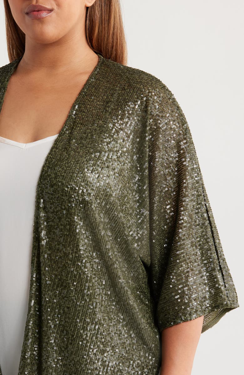 Anne Klein Sequin Draped Open Front Cardigan, Alternate, color, 
