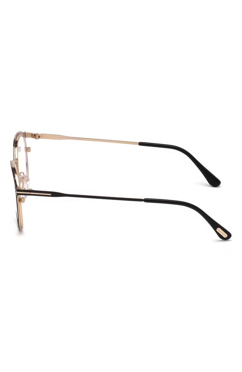 TOM FORD 49mm Small Oval Optical Glasses, Alternate, color, Matte Black