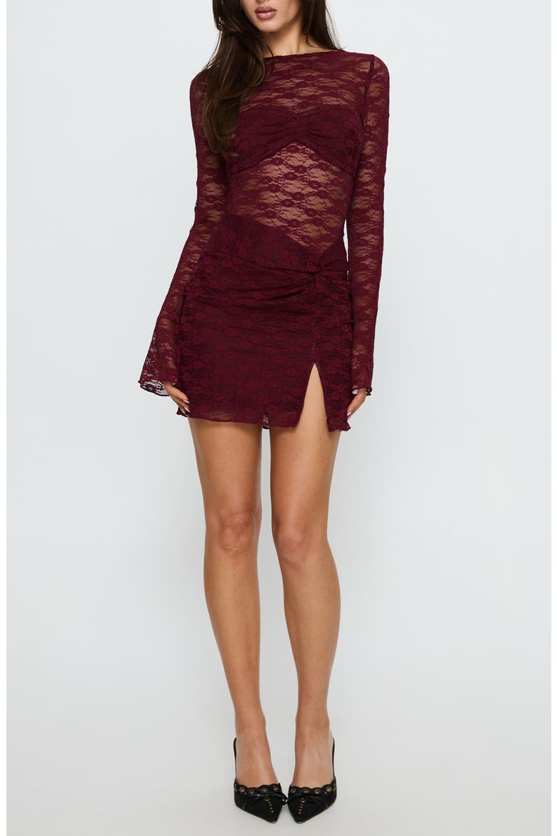 Best You Had Lace Long Sleeve Minidress, Main, color, BURGUNDY