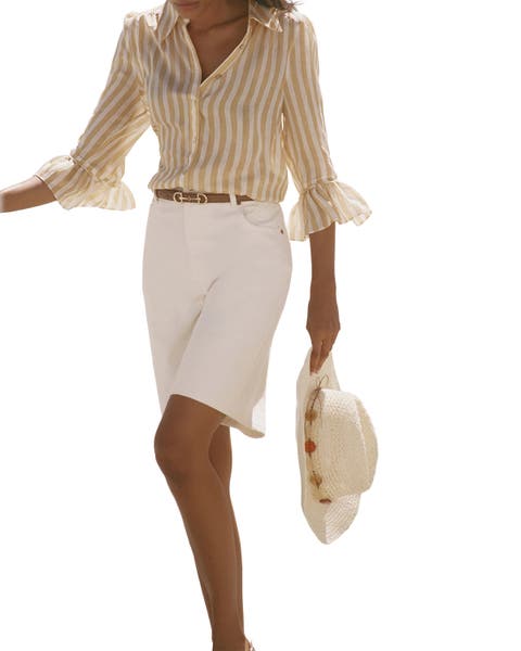Striped Ruffle Detail Shirt