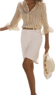 MINT VELVET Striped Ruffle Detail Shirt