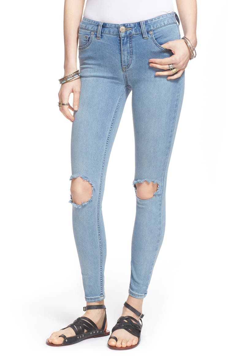 Destroyed Skinny Jeans, Main, color, BRASS
