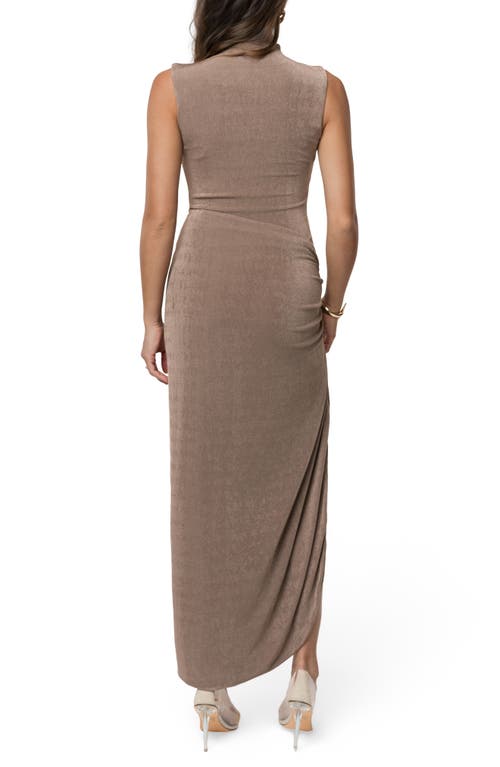 Jluxlabel Aubree Tie Front Body-con Midi Dress In Brown