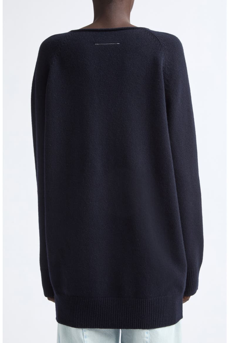 Wool Blend V-Neck Sweater, Alternate, color, NAVY