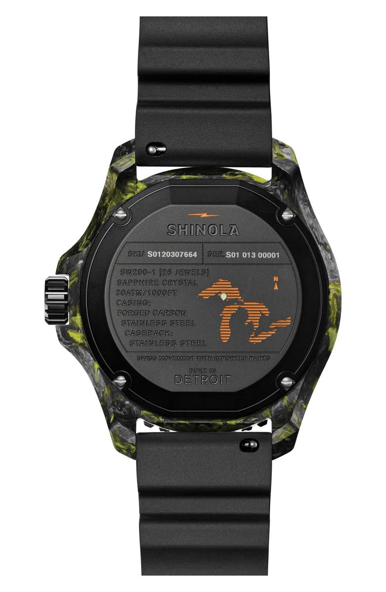 Shinola Monster Forged Carbon Automatic Dive Watch Gift Set, 45mm, Alternate, color, Black