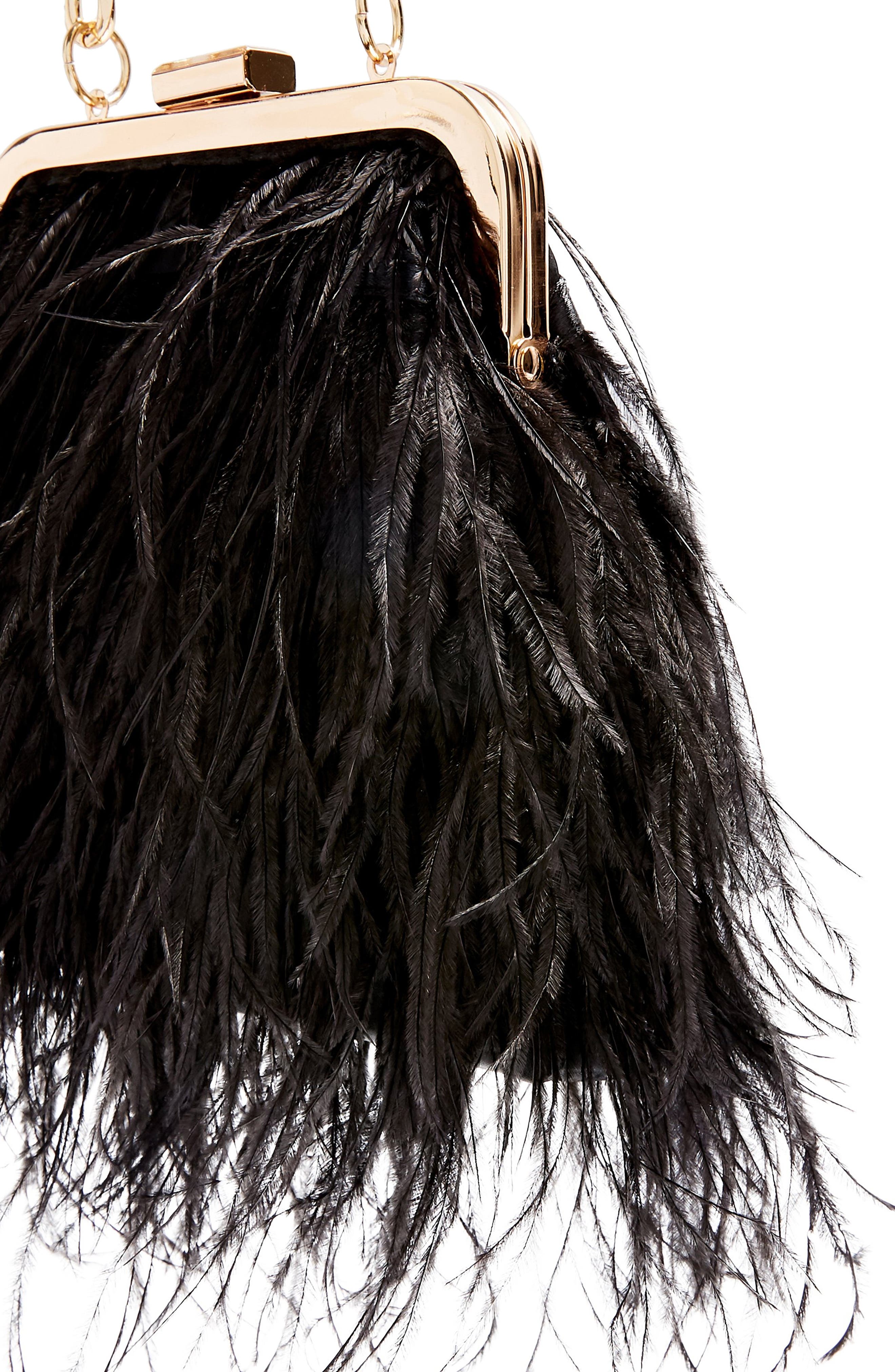 Topshop Frosty Feather Handbag, Alternate, color, 
