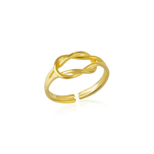 Spero London Knot Sterling Silver Adjustable Ring In Gold
