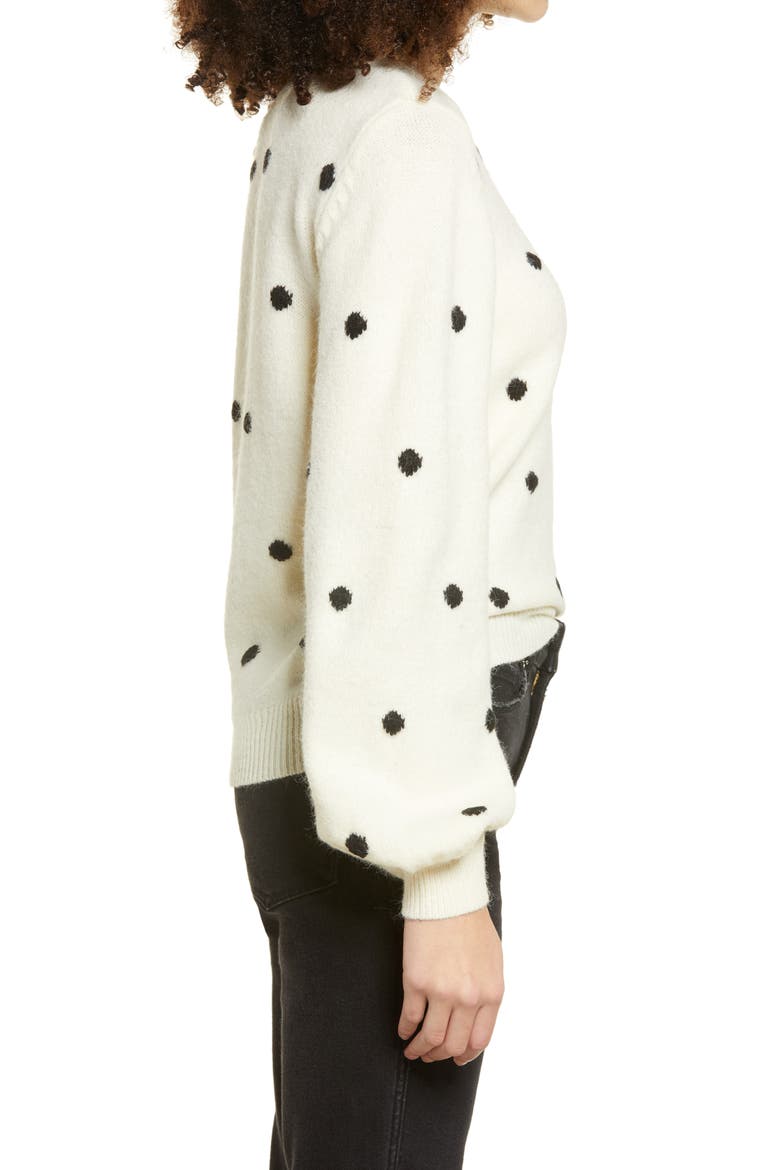 Polka Dot Sweater, Alternate, color, BIRCH W/ BLACK DOT