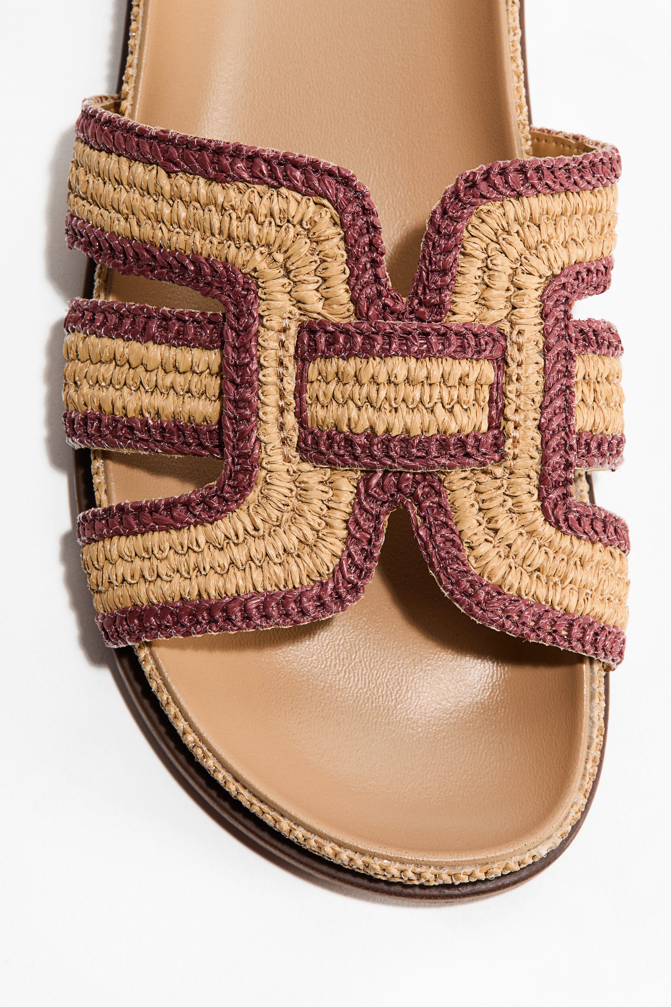 H&M Braided straw sandals, Alternate, color, Beige/Pink