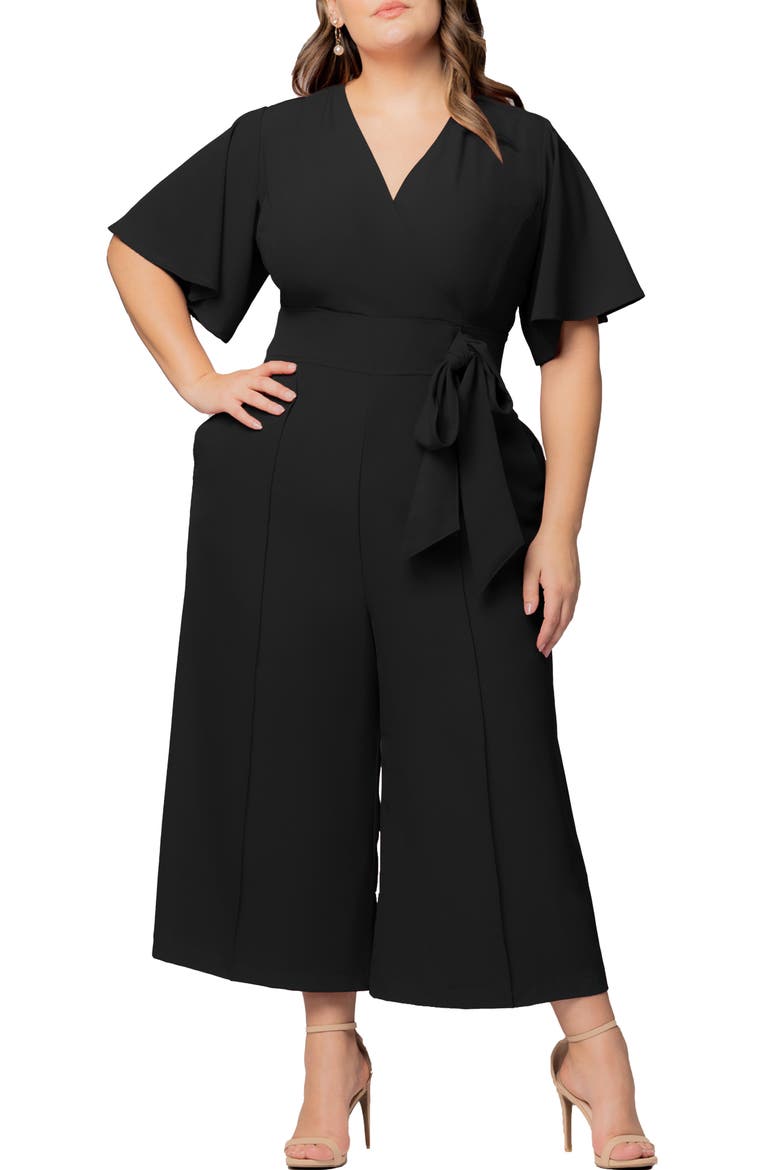 Evelyn Wide Leg Crop Jumpsuit, Main, color, BLACK NOIR