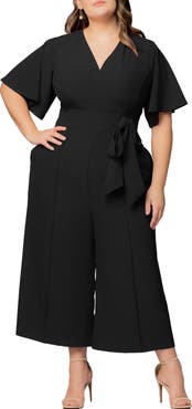 Kiyonna Evelyn Wide Leg Crop Jumpsuit
