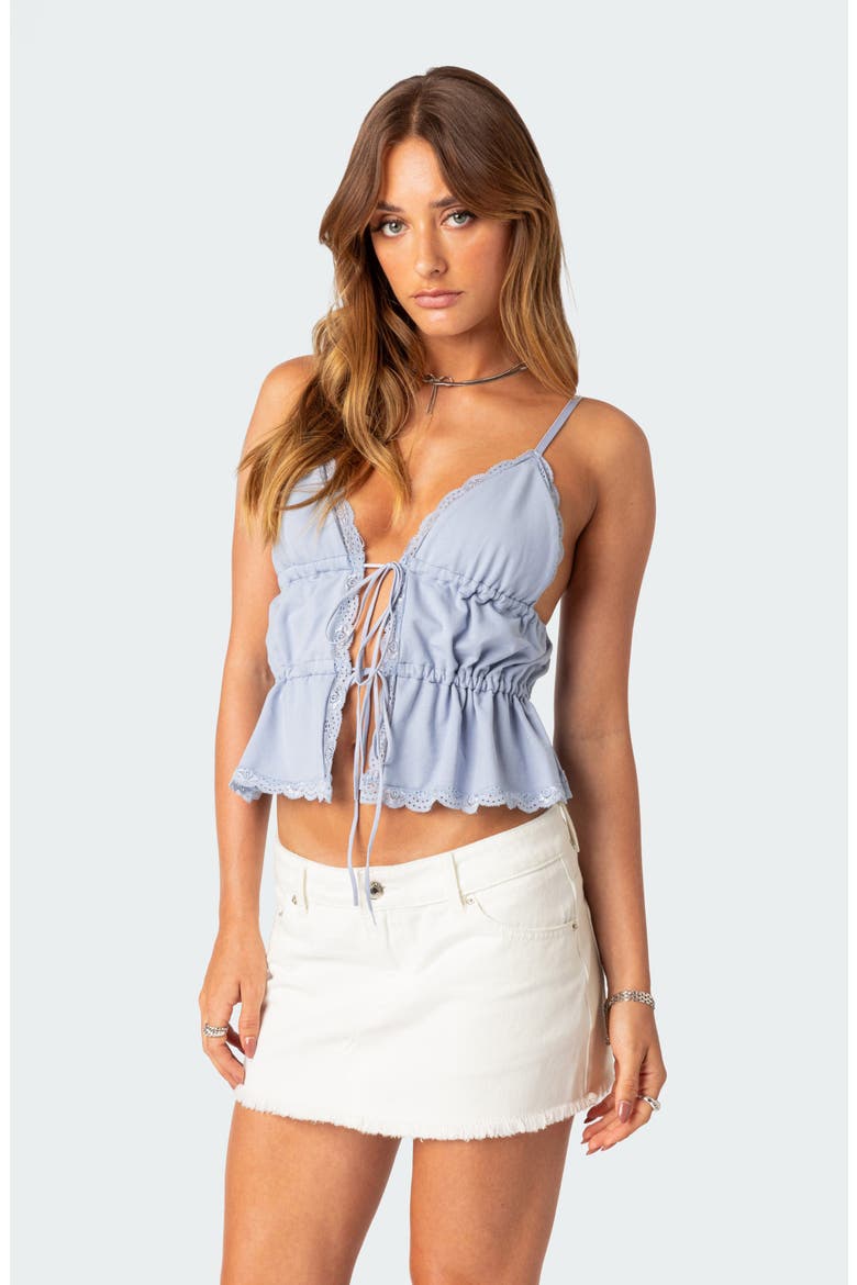 Candace Tie Front Tank Top, Alternate, color, BLUE