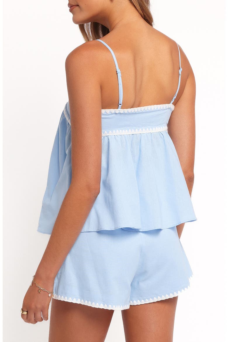 Lila Rickrack Cotton Camisole & Shorts Set, Alternate, color, BLUE