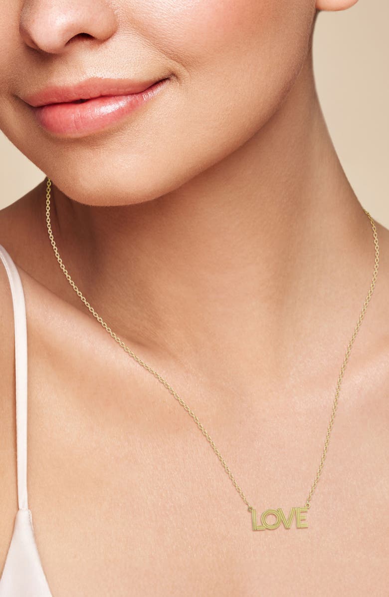 Ember Fine Jewelry 14K Gold 'Love' Pendant Necklace, Alternate, color, Gold