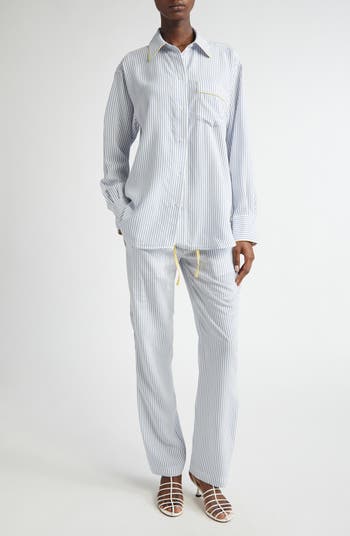 パンツ Victoria Beckham 'Pleat Detail Pyjama' pants Victoria Beckham Pleat Detail Stripe Pajama Trousers | Nordstrom