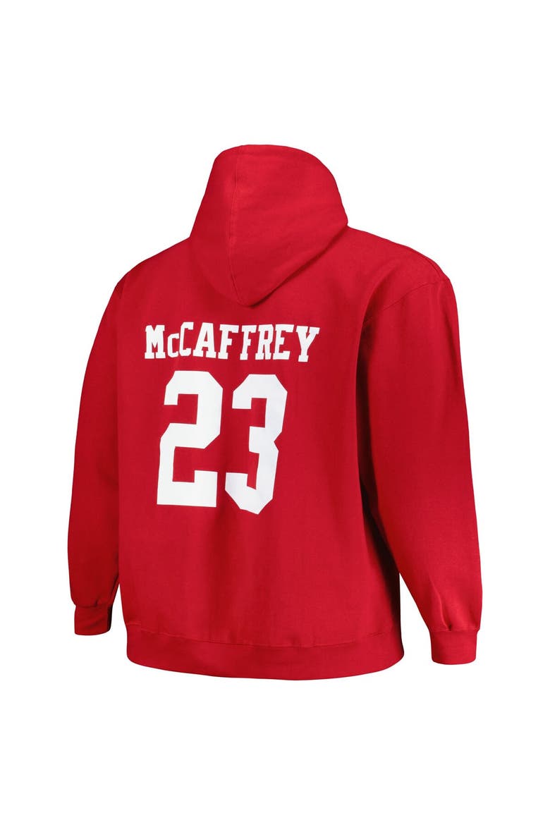 Men's Fanatics Branded Christian McCaffrey Scarlet San Francisco 49ers Big & Tall Fleece Name & Number Pullover Hoodie, Alternate, color, Scarlet