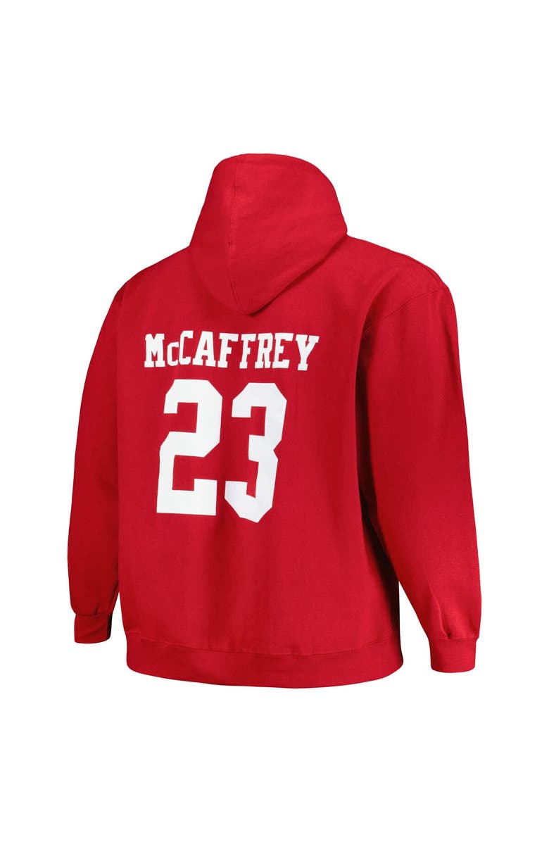 FANATICS Men's Fanatics Branded Christian McCaffrey Scarlet San Francisco 49ers Big & Tall Fleece Name & Number Pullover Hoodie, Alternate, color, Scarlet