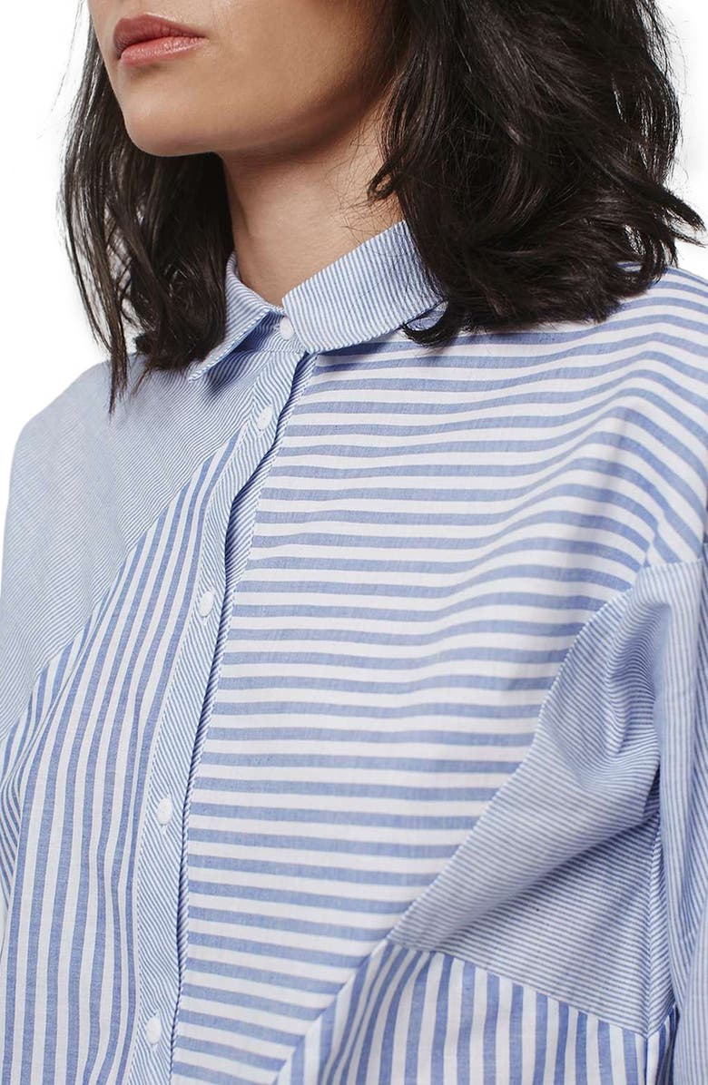 Topshop 'Harper' Mixed Stripe Shirt, Alternate, color,