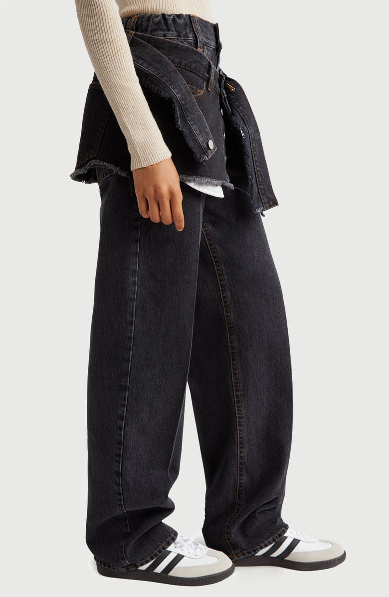 Meryll Rogge Straight Leg Jeans with Removable Deconstructed Overlay, Alternate, color, 