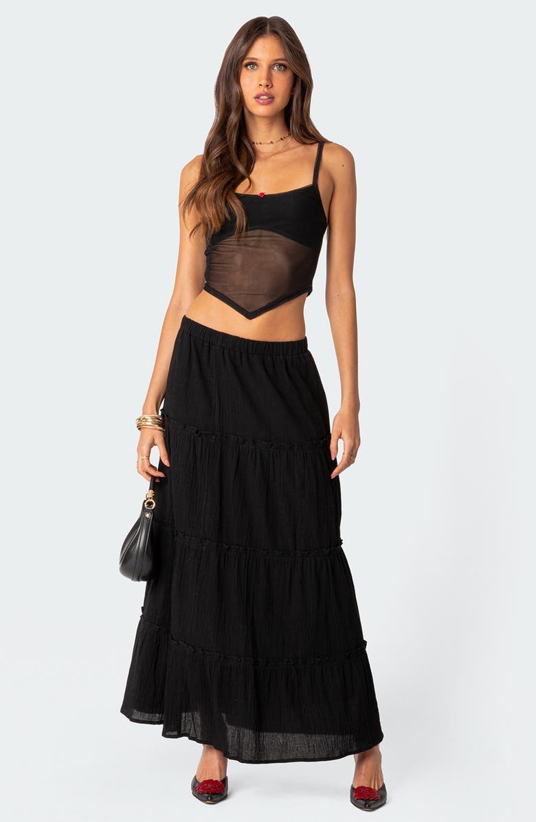 EDIKTED Cressida Sheer Crop Camisole, Alternate, color, Black