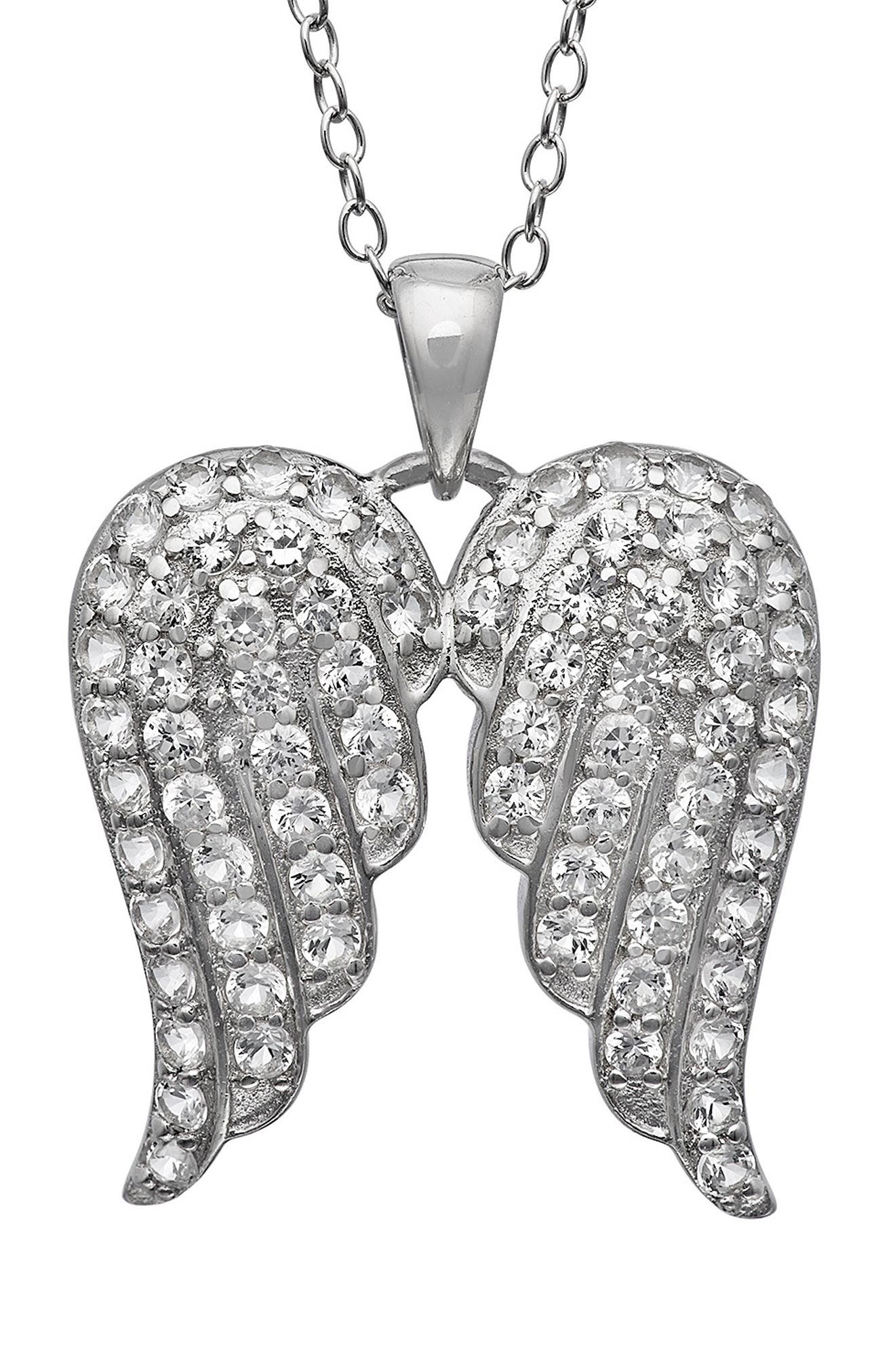 FZN Sterling Silver Angel Wings Pendant Necklace
