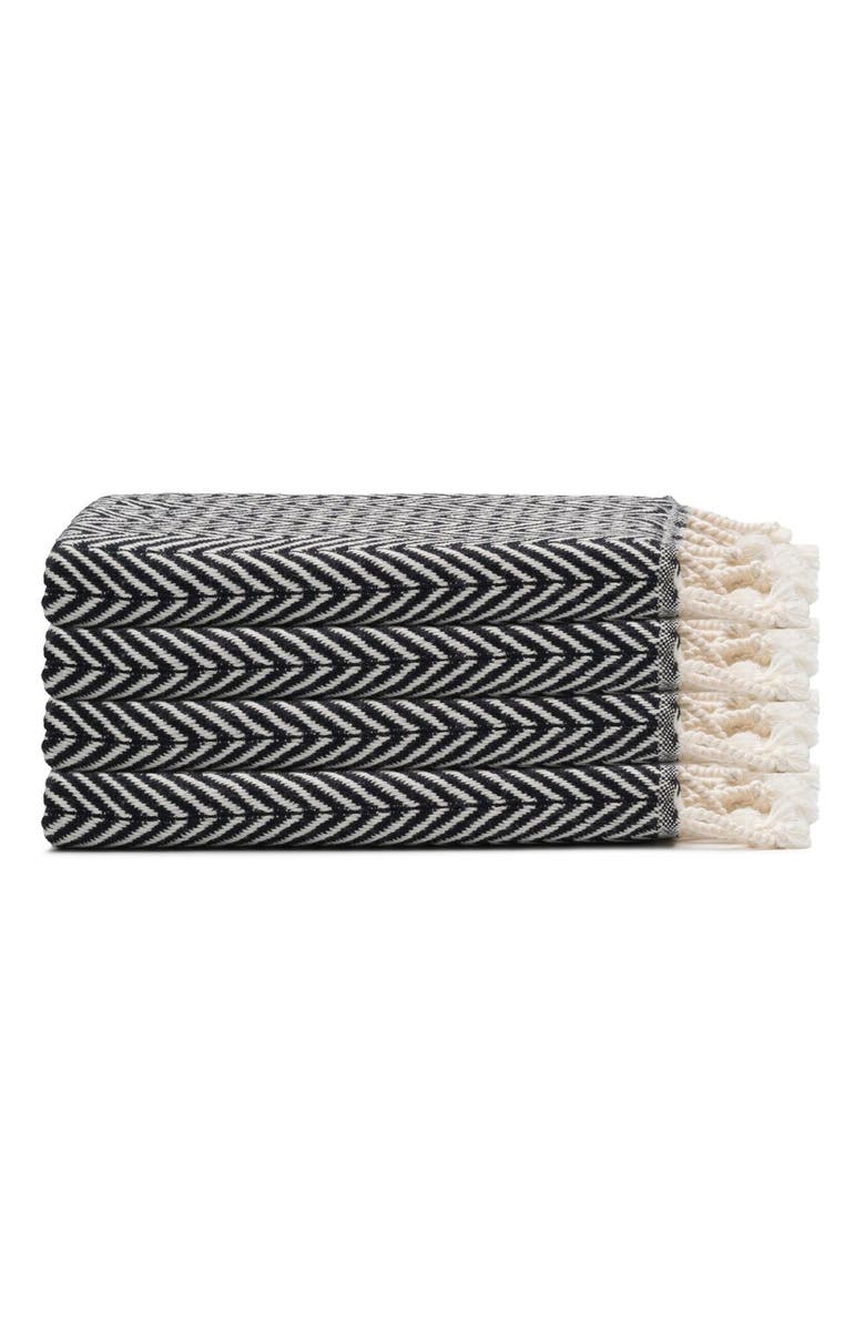 Oliviera Home Herringbone Turkish Cotton Hand Towel Bundle, Main, color, Black